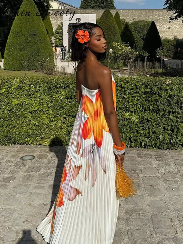 Vestido Tomara que Caia Plissado Floral - Imagem 4