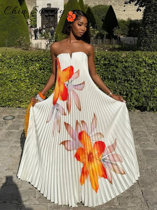 Vestido Tomara que Caia Plissado Floral - Imagem 3